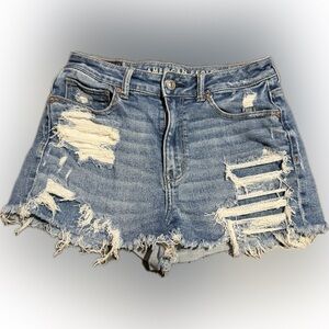 American Eagle Outfitters Women's Ripped Blue Jean Shorts